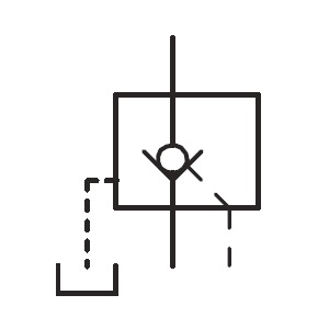 Hydraulic pilot operated check valve with drainage symbol